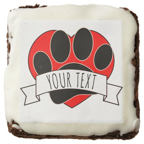 Dog Paw Print Red Heart Banner Brownie