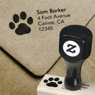 Dog Paw Print Return Address Cute Pet Canine Paw Rubber Stamp