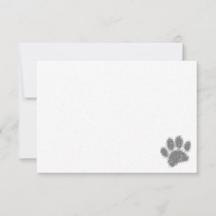 Dog Paw Print Rubber Stamp Effect Blank Note Card
