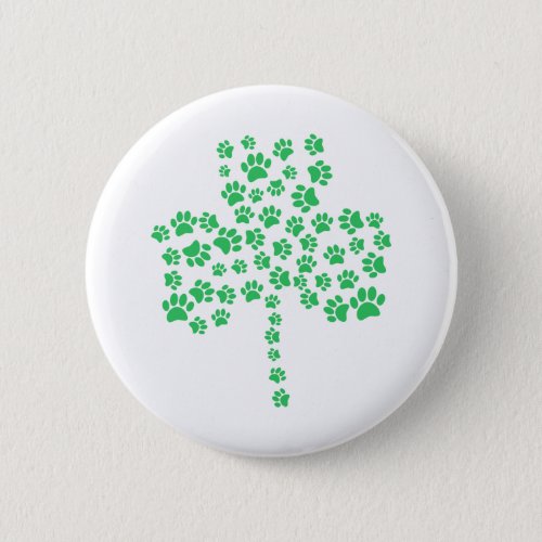 Dog Paw Print Shamrock Button