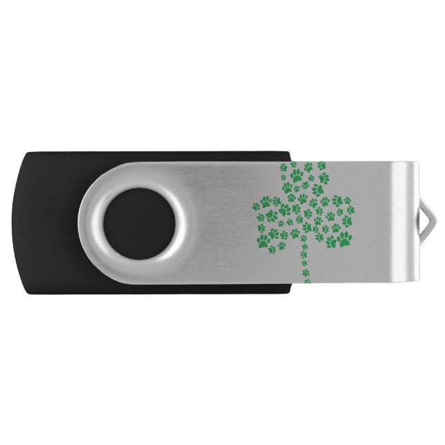 Dog Paw Print Shamrock Flash Drive (Front)