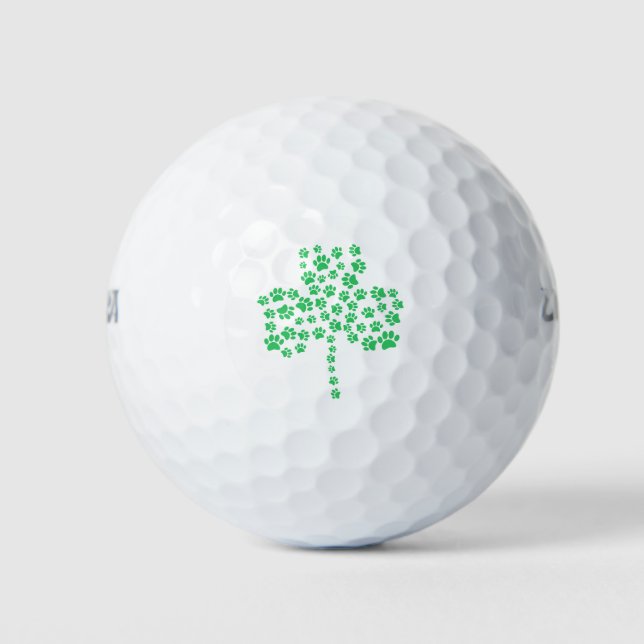 Dog Paw Print Shamrock Golf Balls (Front)