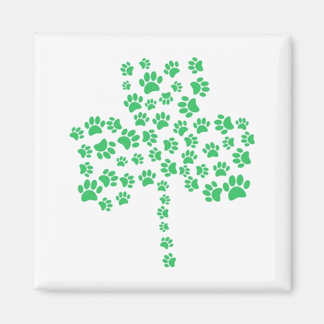 Dog Paw Print Shamrock Magnet (Front)