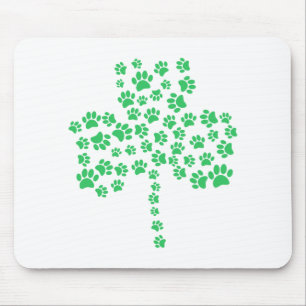 Dog Paw Print Shamrock Mouse Pad