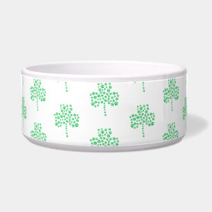 Dog Paw Print Shamrock Pattern Bowl