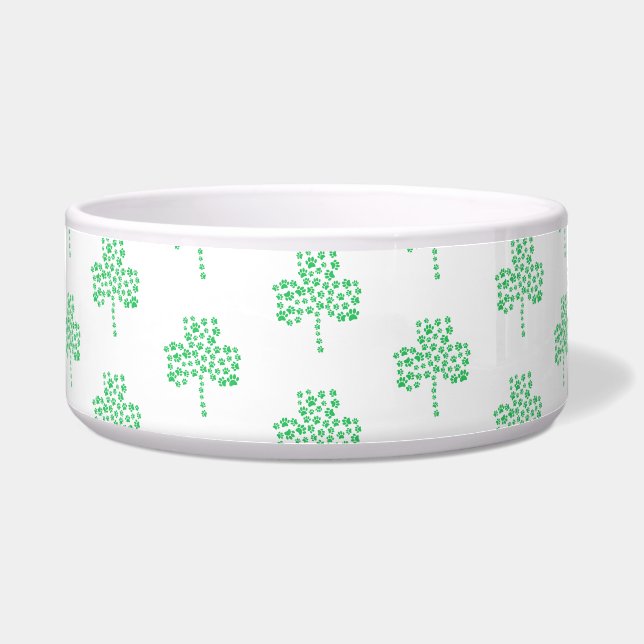 Dog Paw Print Shamrock Pattern Bowl (Front)