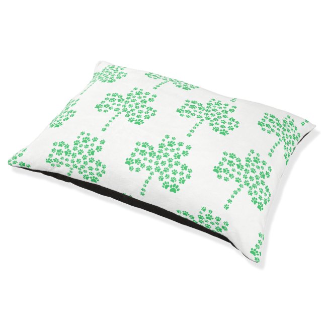 Dog Paw Print Shamrock Pattern Bowl Pet Bed (Angled)
