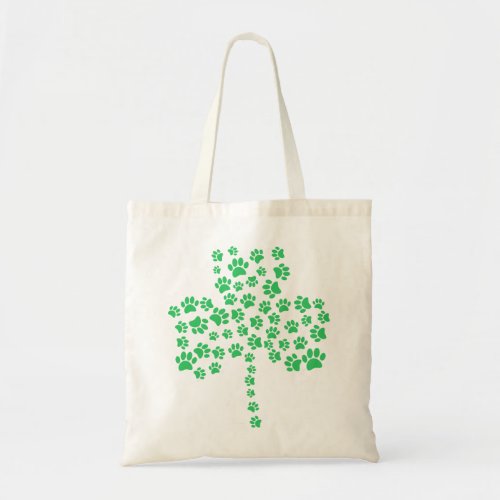 Dog Paw Print Shamrock Tote Bag