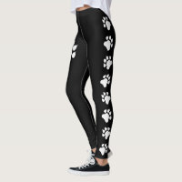 Dog Paw Print Silhouettes In Black And White Leggings