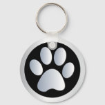 Dog Paw Print  Silver, Black Keychain, Gift Idea Keychain at Zazzle