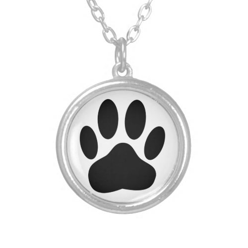 Dog Paw Print Silver Plated Necklace