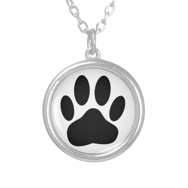 Dog Paw Print Silver Plated Necklace (Front)
