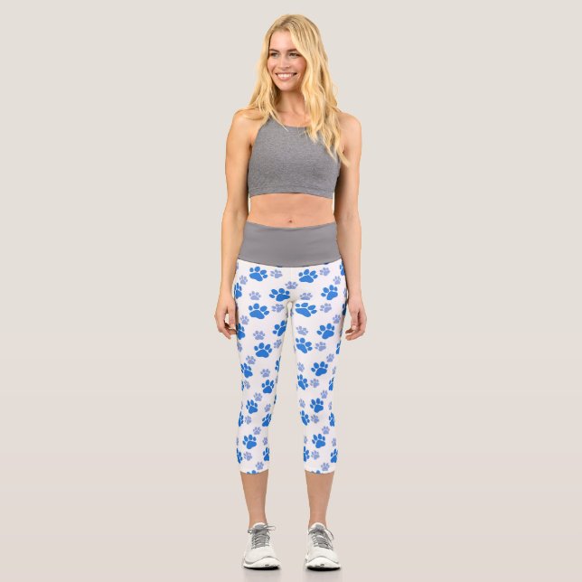Dog Paw Print Simple Animal Lover Cute Puppies Capri Leggings (Front)
