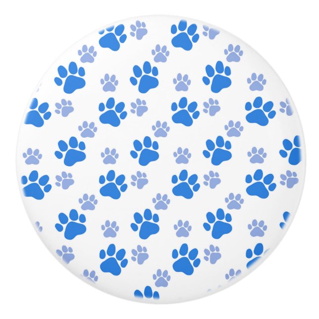 Dog Paw Print Simple Animal Lover Cute Puppies Ceramic Knob (Front)