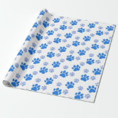 Blue Watercolor Paw Prints Birthday Wrapping Paper, Zazzle