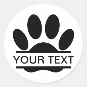 Dog Paw Print Split Drawing Custom Text Throw Pill Classic Round Sticker