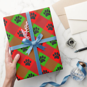 Dog Paw Print Square Pattern Custom Wrapping Paper