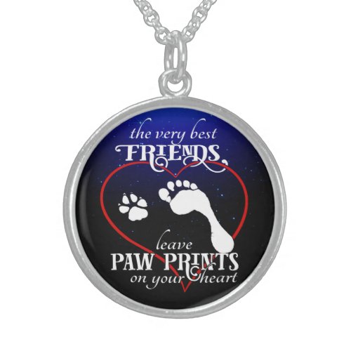 Dog Paw Print Sterling Silver Necklace