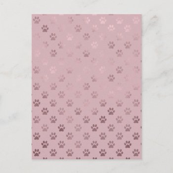 Dog Paw Print Vintage Rose Pink Background Postcard by ZZ_Templates at Zazzle