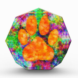 Dog Paw Print Watercolor Acrylic Award