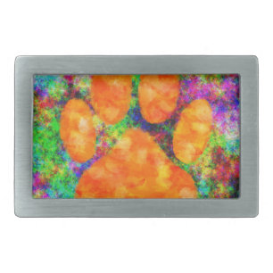 Dog Paw Print Watercolor Belt Buckle