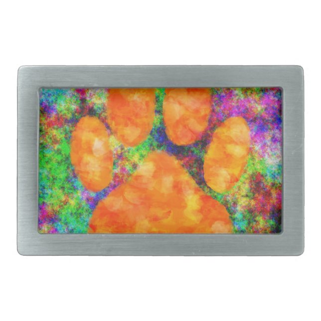 Dog Paw Print Watercolor Belt Buckle (Front)