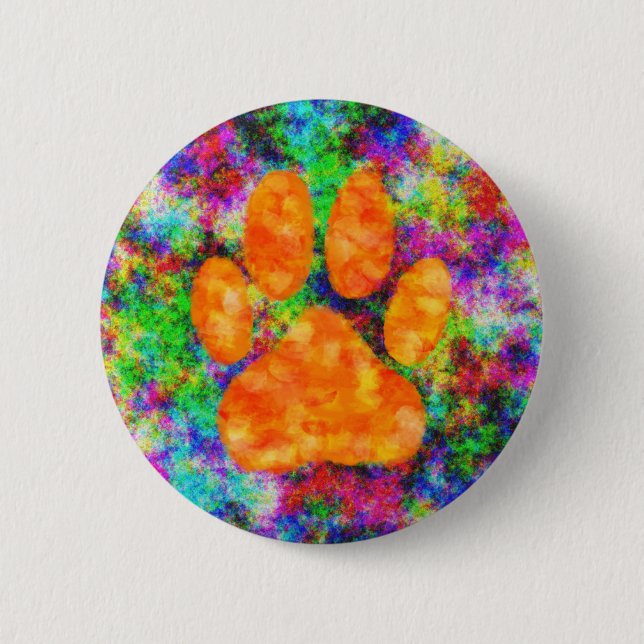 Dog Paw Print Watercolor Button (Front)