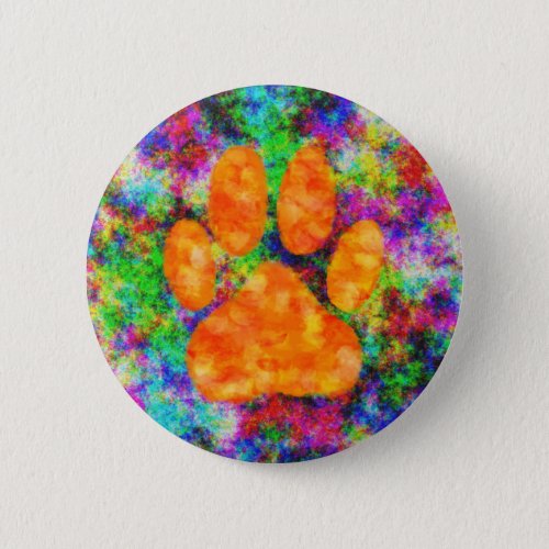 Dog Paw Print Watercolor Button