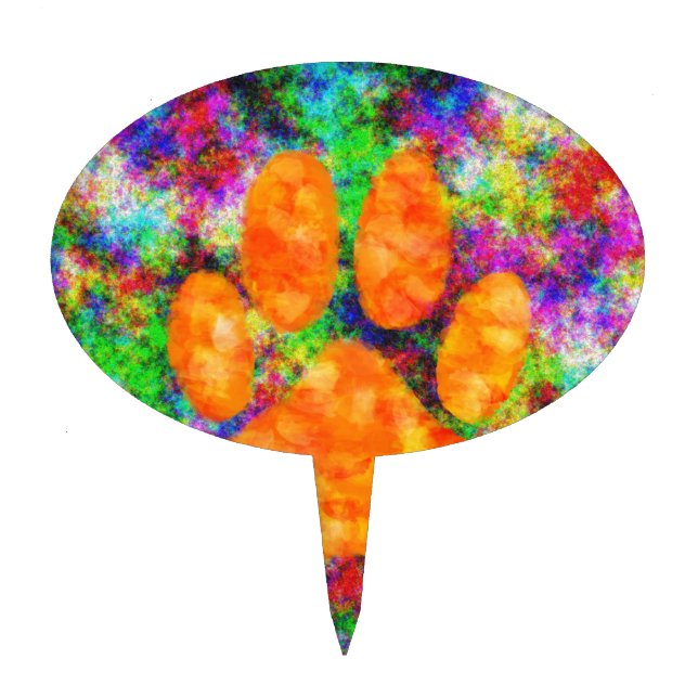 Dog Paw Print Watercolor Cake Topper (Front)