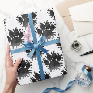 Dog Paw Print Watercolor Canine Paw Wrapping Paper