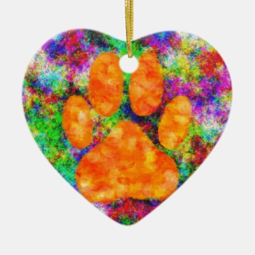 Dog Paw Print Watercolor Ceramic Ornament