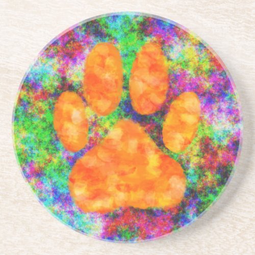 Dog Paw Print Watercolor Coaster