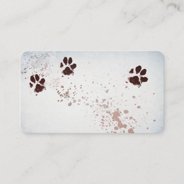 dog paw print watercolor design custom  business card (Front)