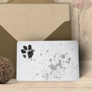 dog paw print watercolor design gray and white business card