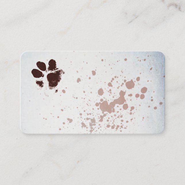 dog paw print watercolor design sepia business card (Front)