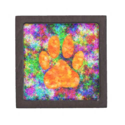 Dog Paw Print Watercolor Keepsake Box