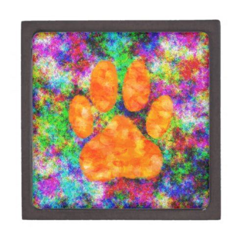 Dog Paw Print Watercolor Keepsake Box