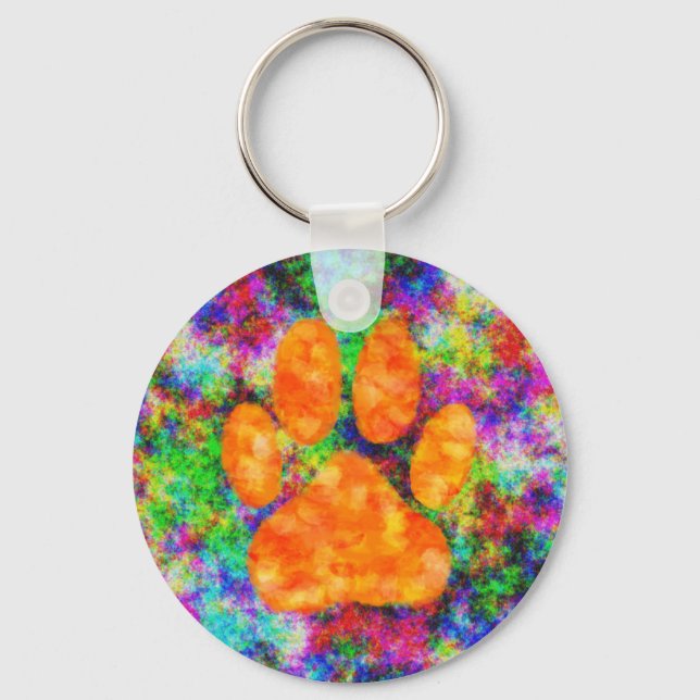 Dog Paw Print Watercolor Keychain (Front)