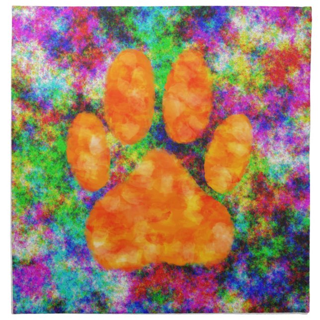 Dog Paw Print Watercolor Napkin (Front)
