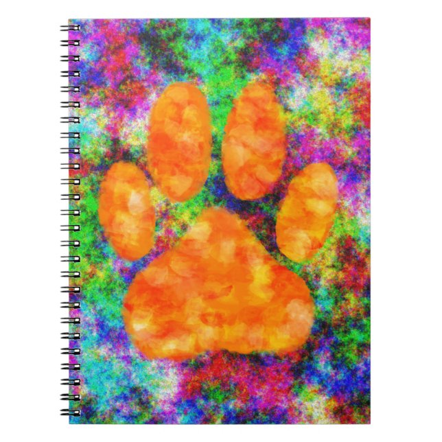Dog Paw Print Watercolor Notebook (Front)