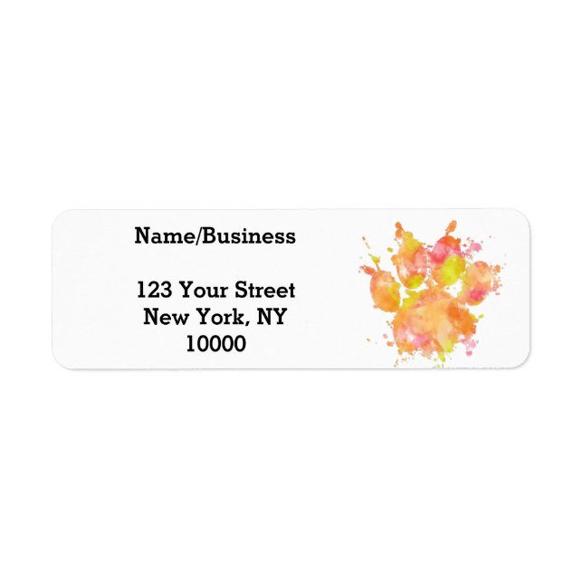 Dog Paw Print Watercolor Painting Custom Label (Front)