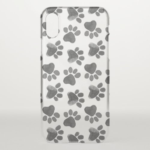 Dog Paw Print Watercolor Pattern iPhone XS Case