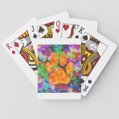 Dog Paw Print Watercolor Poker Cards