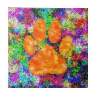 Dog Paw Print Watercolor Tile