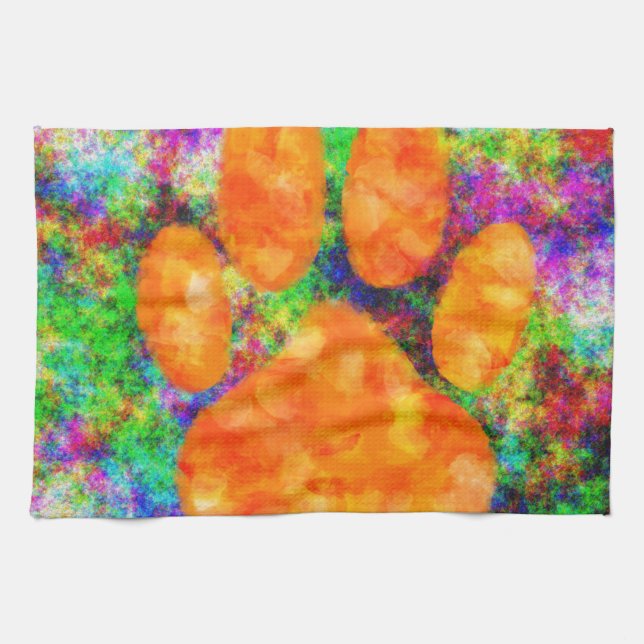 Dog Paw Print Watercolor Towel (Horizontal)