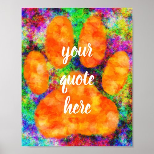 Dog Paw Print Watercolor With Custom Text