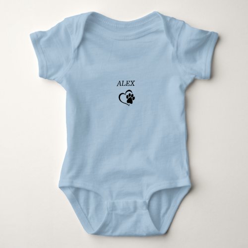 Dog paw print with choice of name on baby t_shirt baby bodysuit