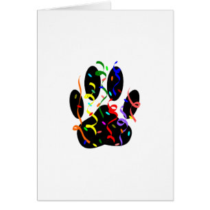Dog Paw Print With Confetti And Streamer