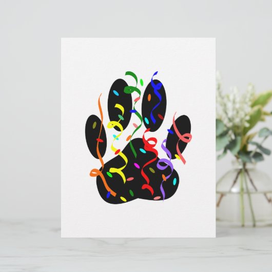Dog Paw Print With Confetti And Streamer (Standing Front)