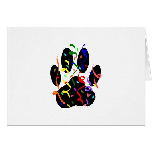 Dog Paw Print With Confetti And Streamer (Front Horizontal)